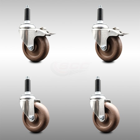 Service Caster 4 Inch 316SS High Temp Glass Filled Nylon 7/8 Inch Stem Caster Lck Brake, 2PK SCC-SS316TTLEX20S414-GFNSHT-2-S-2-78